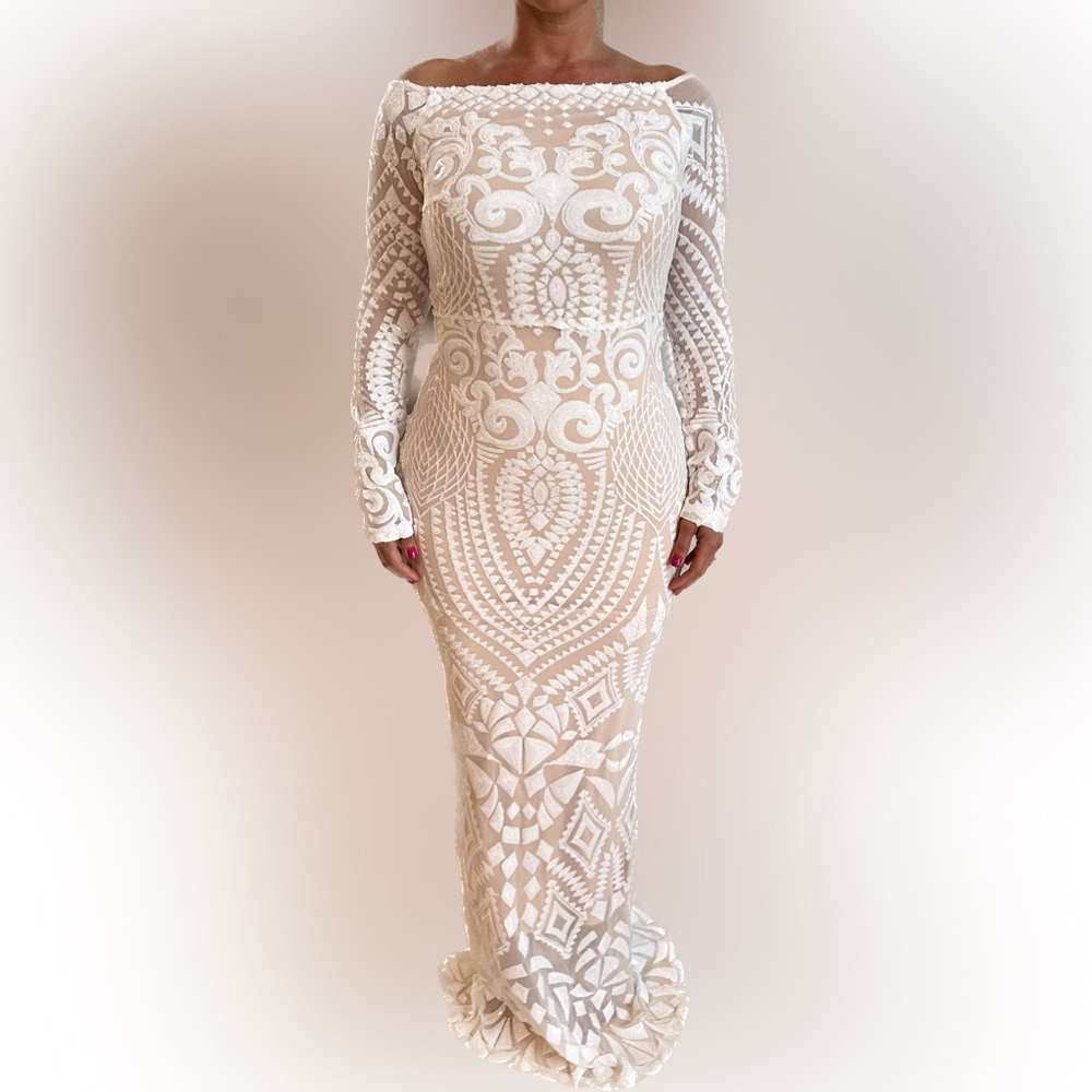 Yissang Women's Floral Sequined Wedding Evening Mermaid Dress Bridal Gown